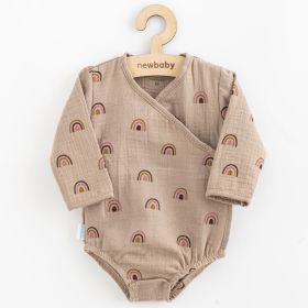 Kojenecké mušelínové body s bočním zavazováním New Baby Rainbow Hnědá | 62 (3-6m), 68 (4-6m), 74 (6-9m), 80 (9-12m), 86 (12-18m)