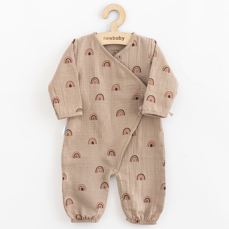 Kojenecký mušelínový overal New Baby Rainbow Hnědá