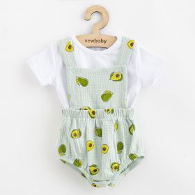Mušelínový kojenecký set Kraťasy a Tričko New Baby Avocado Zelená | 62 (3-6m), 68 (4-6m), 74 (6-9m), 80 (9-12m), 86 (12-18m)