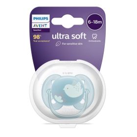 Šidítko Avent Ultrasoft Premium 6-18 m ptáček Modrá