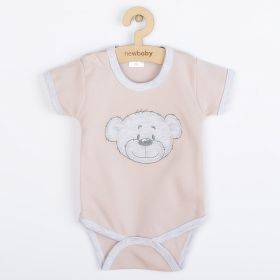 Kojenecké bavlněné body s krátkým rukávem New Baby BrumBrum old pink grey Růžová