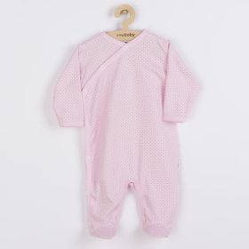 Kojenecký bavlněný overal s bočním zapínáním New Baby Lovely puntíky Růžová
