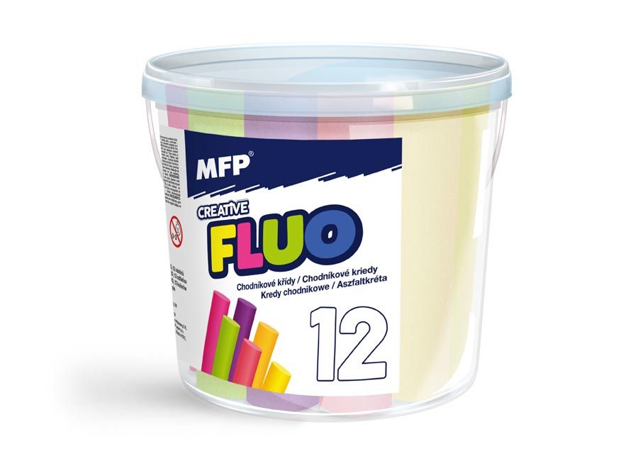 Křídy M chodníkové fluo kulaté 12 ks mix barev - kyblík MFP