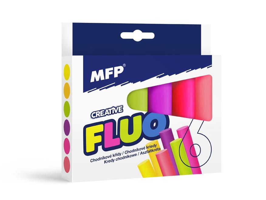 Křídy M chodníkové fluo kulaté 6 ks mix barev - krabička MFP