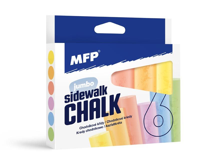 Křídy M chodníkové kulaté 6 ks mix barev - krabička MFP