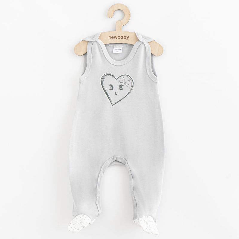 Kojenecké bavlněné dupačky New Baby Srdíčka Šedá