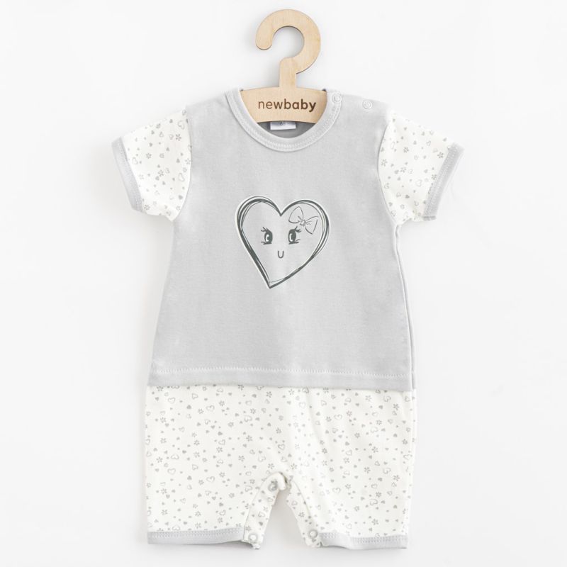 Kojenecký letní bavlněný overal New Baby Srdíčka Šedá