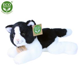 Plyšová kočka bílo-černá ležící 16 cm ECO-FRIENDLY RAPPA