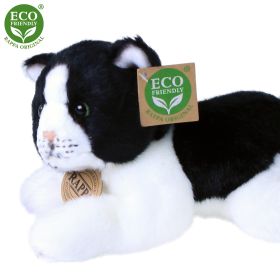 Plyšová kočka bílo-černá ležící 16 cm ECO-FRIENDLY RAPPA