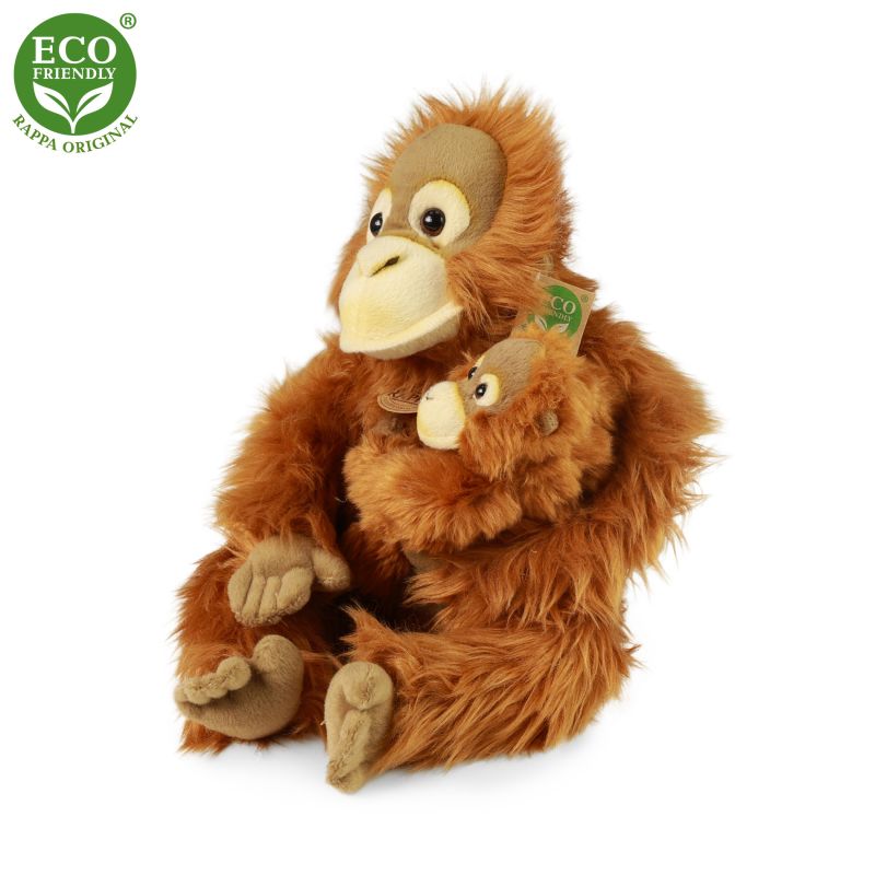 Plyšový orangutan s mládětem 28 cm ECO-FRIENDLY RAPPA