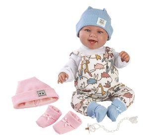Llorens 84481 NEW BORN 2 v 1 realistická panenka miminko se zvuky a látkovým tělem 44 cm RAPPA