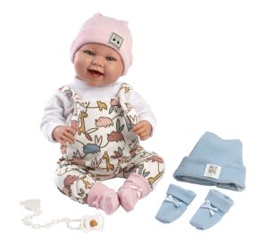 Llorens 84481 NEW BORN 2 v 1 realistická panenka miminko se zvuky a látkovým tělem 44 cm RAPPA