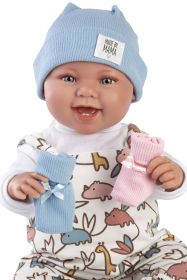 Llorens 84481 NEW BORN 2 v 1 realistická panenka miminko se zvuky a látkovým tělem 44 cm RAPPA