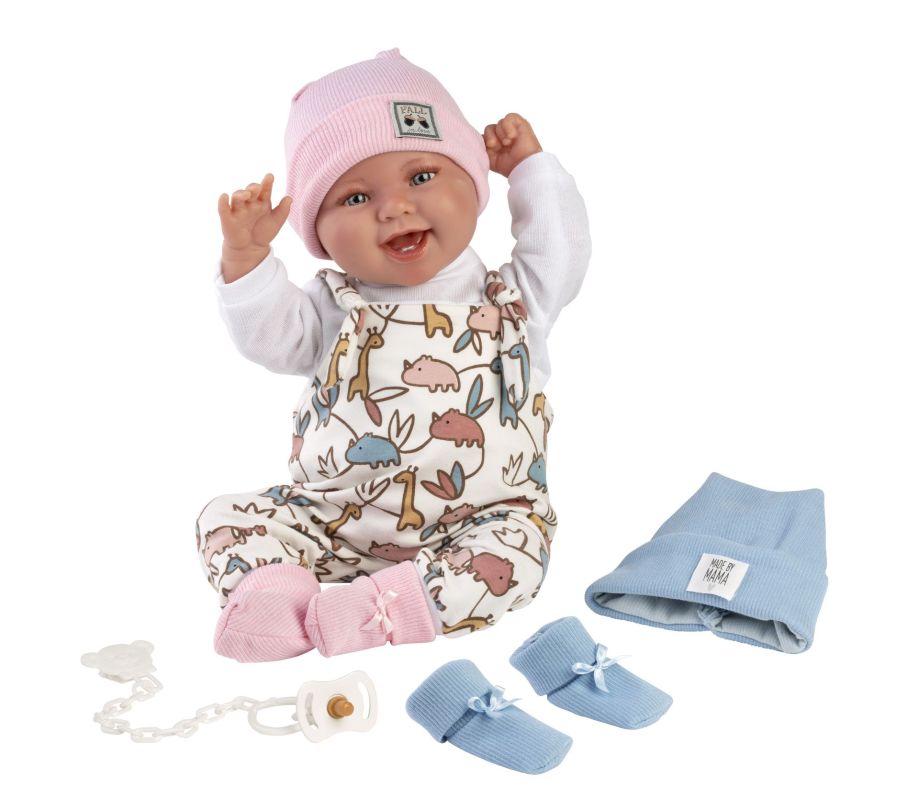 Llorens 84481 NEW BORN 2 v 1 realistická panenka miminko se zvuky a látkovým tělem 44 cm RAPPA