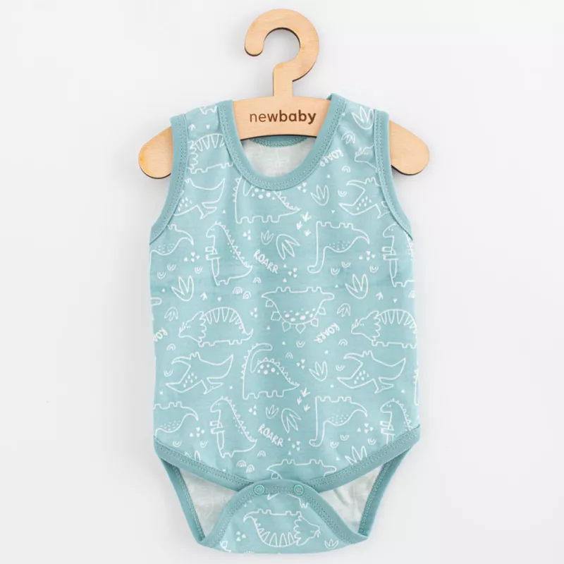 Kojenecké body bez rukávů New Baby Classic II dino mátové kluk Zelená