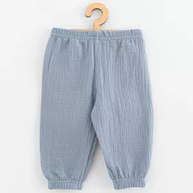 Kojenecké mušelínové kalhoty New Baby Feeling modrá | 56 (0-3m), 62 (3-6m), 68 (4-6m), 74 (6-9m), 80 (9-12m), 86 (12-18m)