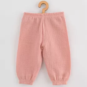 Kojenecké mušelínové kalhoty New Baby Feeling růžová | 56 (0-3m), 62 (3-6m), 68 (4-6m), 74 (6-9m), 80 (9-12m), 86 (12-18m)