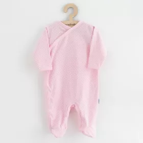 Kojenecký bavlněný overal s bočním zapínáním New Baby Lovely puntíky Růžová