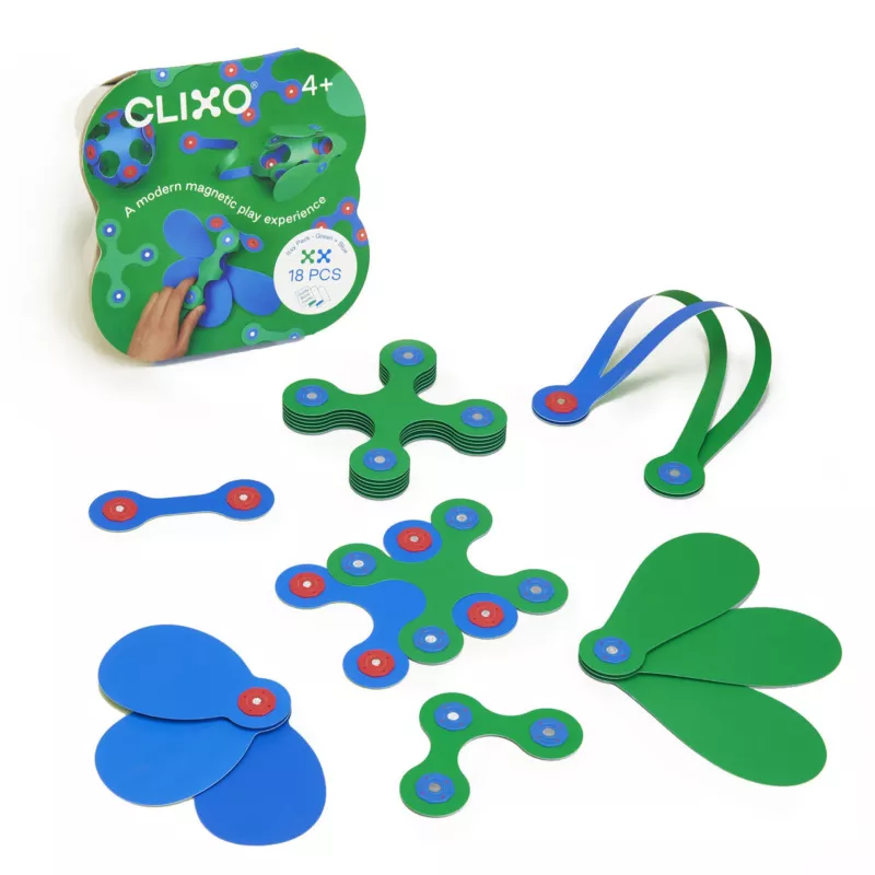 CLIXO Itsy Green & Blue - magnetická stavebnice 18 kusů RAPPA