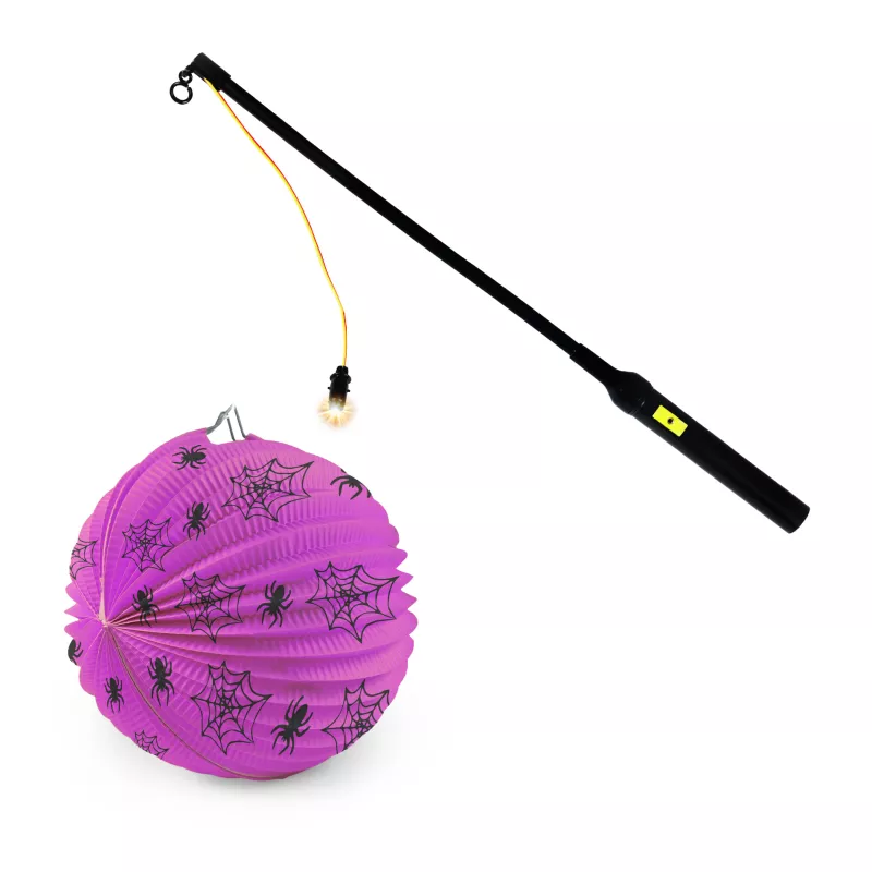 Lampion Halloween pavouci 25 cm se svítící hůlkou 40 cm RAPPA