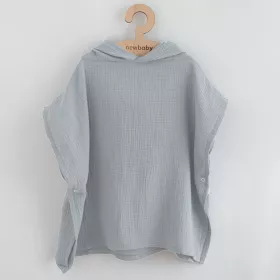 Dětské mušelínové pončo New Baby Feeling světle šedé 80 cm Šedá | M