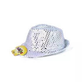 Klobouk disco stříbrný s LED světlem pro dospělé RAPPA