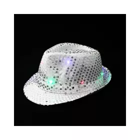 Klobouk disco stříbrný s LED světlem pro dospělé RAPPA