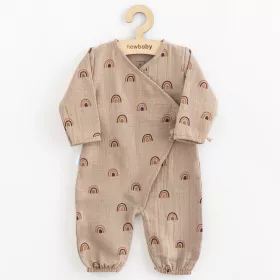 Kojenecký mušelínový overal New Baby Rainbow Hnědá