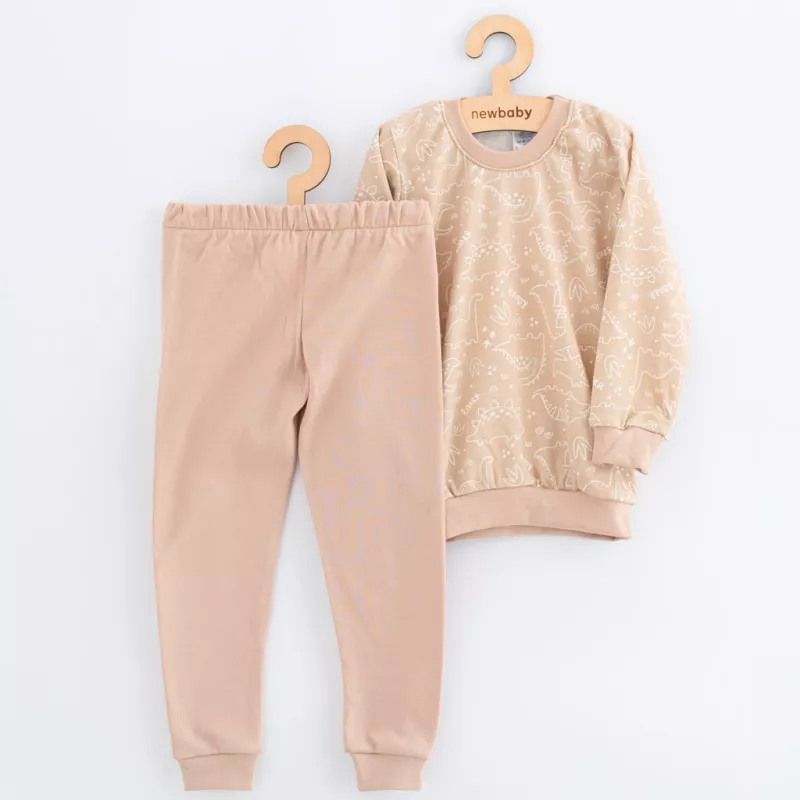 Dětské bavlněné pyžamko New Baby beige dino Béžová