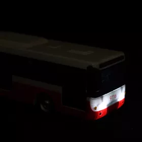 Kloubový autobus který hlásí zastávky česky 36 cm červený RAPPA