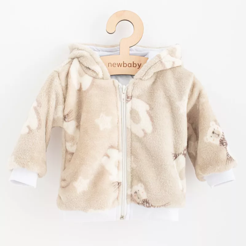 Kojenecká Wellsoft zimní mikinka s kapucí New Baby Polar Bear Hnědá