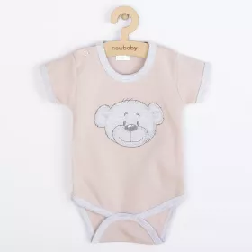 Kojenecké bavlněné body s krátkým rukávem New Baby BrumBrum old pink grey Růžová