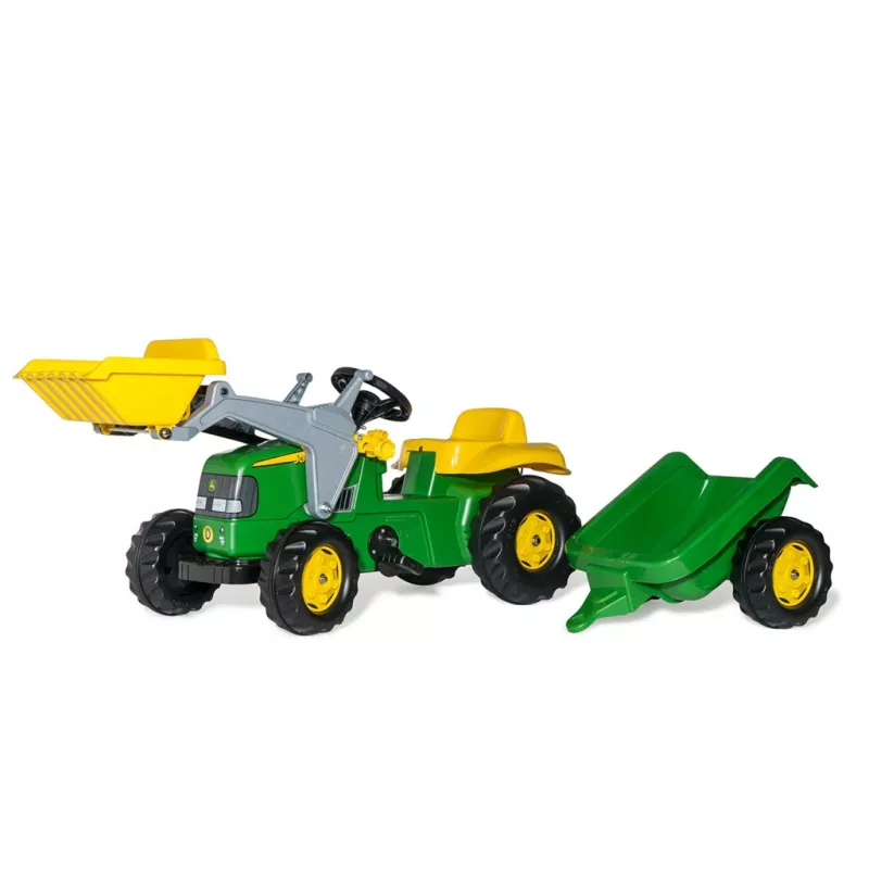 Šlapací traktor s nakladačem a vlečkou Rolly Kid John Deere zelený MILLY MALLY