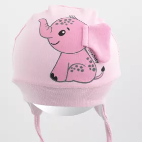 Bavlněná kojenecká čepička New Baby Happy Elephant pink Růžová | 56/62, 68/74, 80/86