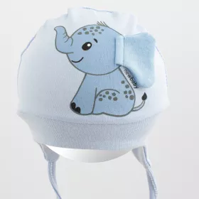 Bavlněná kojenecká čepička New Baby Happy Elephant blue Modrá | 56/62, 68/74, 80/86