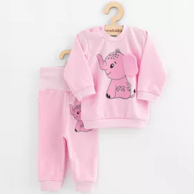 Kojenecká souprava tričko a tepláčky New Baby Happy Elephant pink Růžová | 56 (0-3m), 62 (3-6m), 68 (4-6m), 74 (6-9m), 80 (9-12m), 86 (12-18m)