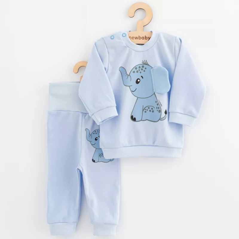 Kojenecká souprava tričko a tepláčky New Baby Happy Elephant blue Modrá