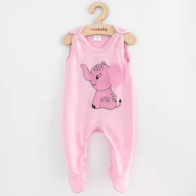 Kojenecké bavlněné dupačky New Baby Happy Elephant pink Růžová | 56 (0-3m), 62 (3-6m), 68 (4-6m), 74 (6-9m), 80 (9-12m)