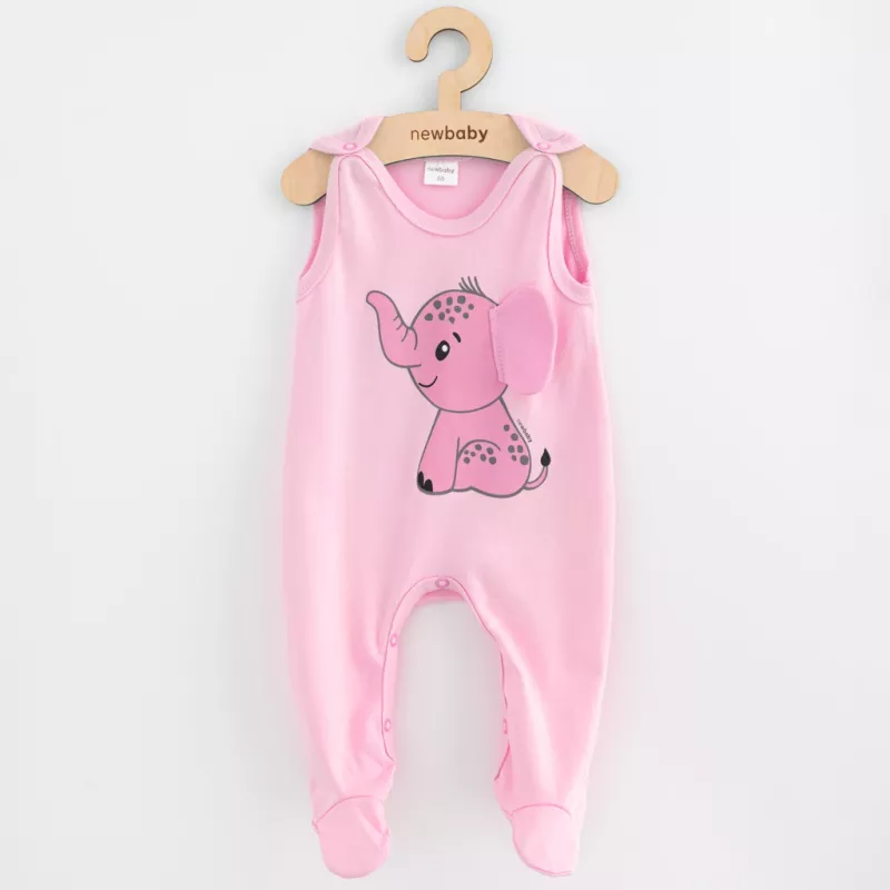 Kojenecké bavlněné dupačky New Baby Happy Elephant pink Růžová