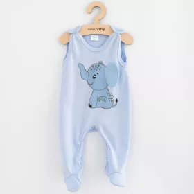 Kojenecké bavlněné dupačky New Baby Happy Elephant blue Modrá | 56 (0-3m), 62 (3-6m), 68 (4-6m), 74 (6-9m), 80 (9-12m)