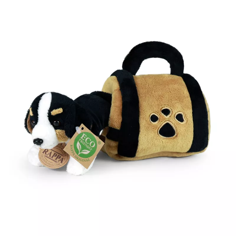 Plyšový pes Bernský salašnický v přepravce 15 cm ECO-FRIENDLY RAPPA