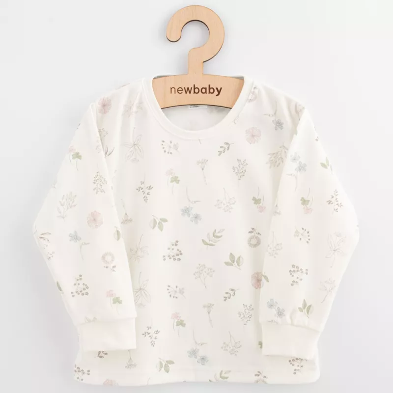 Dětské bavlněné tričko s dlouhým rukávem New Baby Kindergarten květinky Bílá