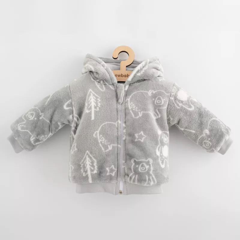 Kojenecká zateplená Wellsoft zimní mikinka s kapucí New Baby Winter times Šedá