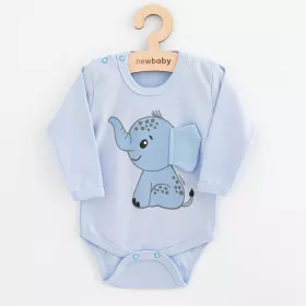 Kojenecké body s dlouhým rukávem New Baby Happy Elephant blue Modrá | 74 (6-9m), 80 (9-12m), 86 (12-18m)