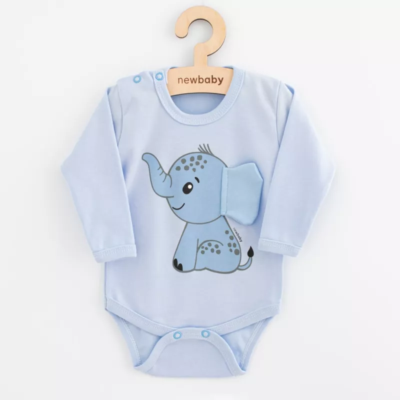 Kojenecké body s dlouhým rukávem New Baby Happy Elephant blue Modrá