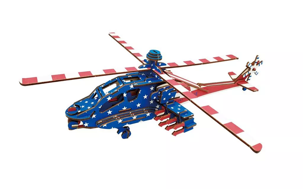 Woodcraft Dřevěné 3D puzzle Americký bojový vrtulník Apache RAPPA