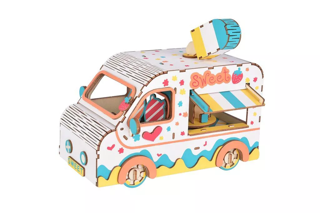 Woodcraft Dřevěné 3D puzzle Zmrzlinářské auto RAPPA