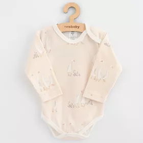 Kojenecké bavlněné body s dlouhým rukávem New Baby Husičky Béžová | 86 (12-18m)