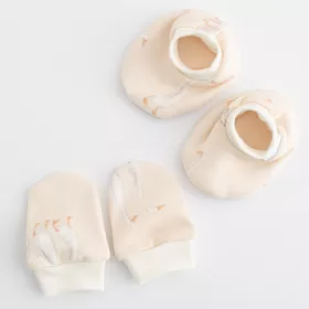 Kojenecký bavlněný set-capáčky a rukavičky New Baby Husičky Béžová | Univerzální