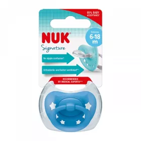Šidítko NUK Signature 6-18 m blue star Modrá